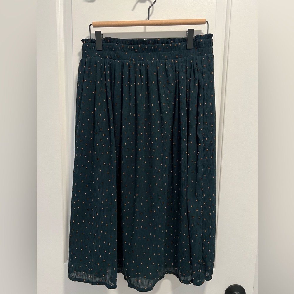 Roolee Women’s Polka Dot Pleated Midi Skirt | Size L